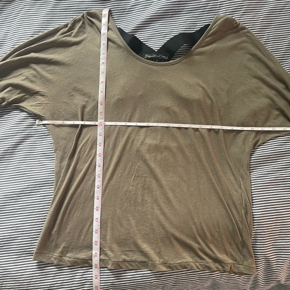 Elizabeth and James Olive/khaki and Black cross back top with ruched sleeves. - Picture 11 of 16